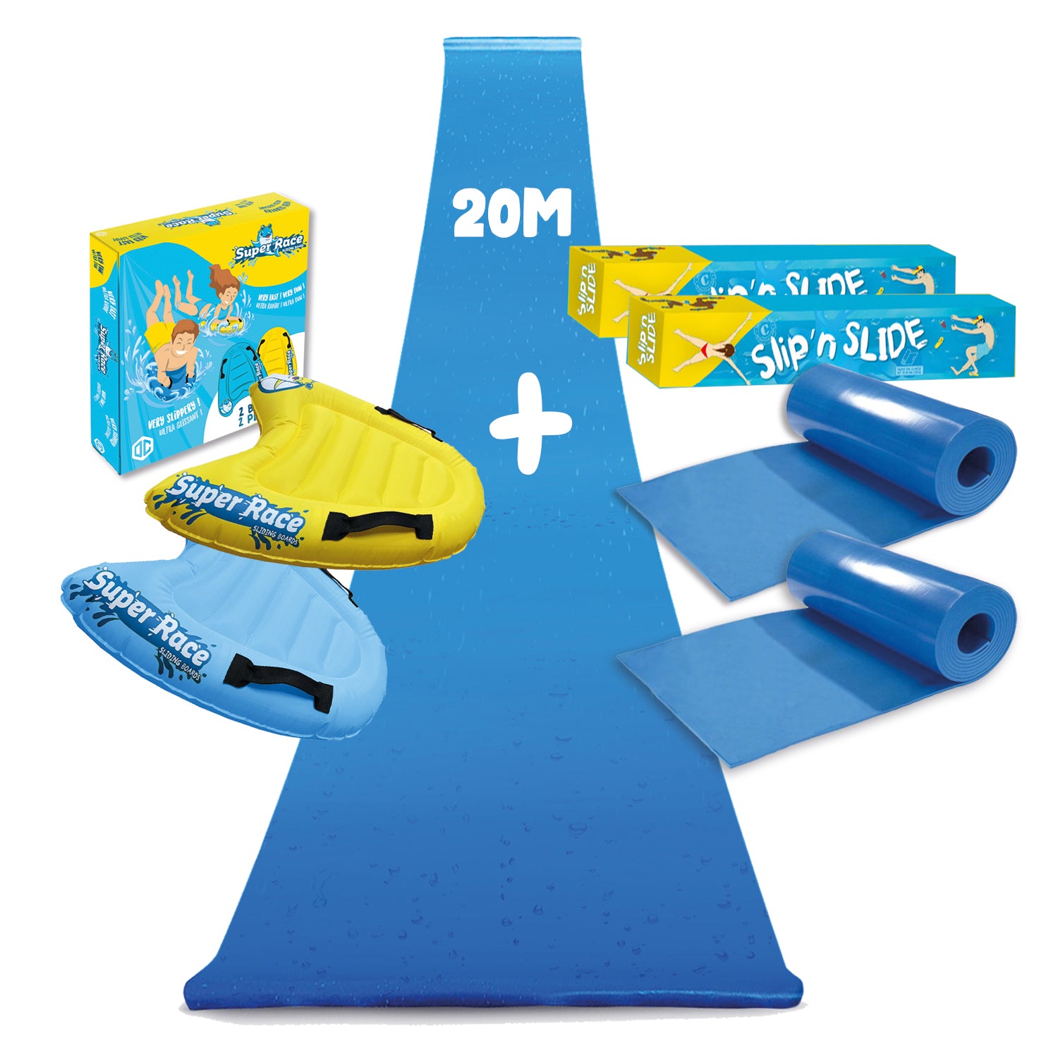 Pack Ventriglisse - 2 Tapis de Glisse 10 Mètres + 2 Planches Bodyboards pour mieux Glisser