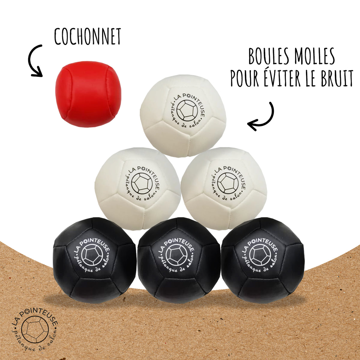 Jeu De Pétanque En Bois Avec 8 Boules Et 1 Cochonnet. Enfant Et Adulte