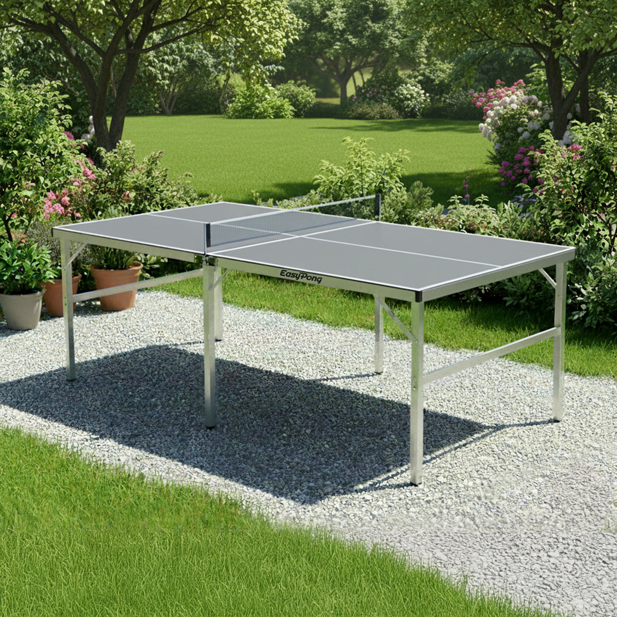 Table de Ping-Pong Pliable EasyPong® Gris - Format Pliant 182 x 91 cm Design Moderne