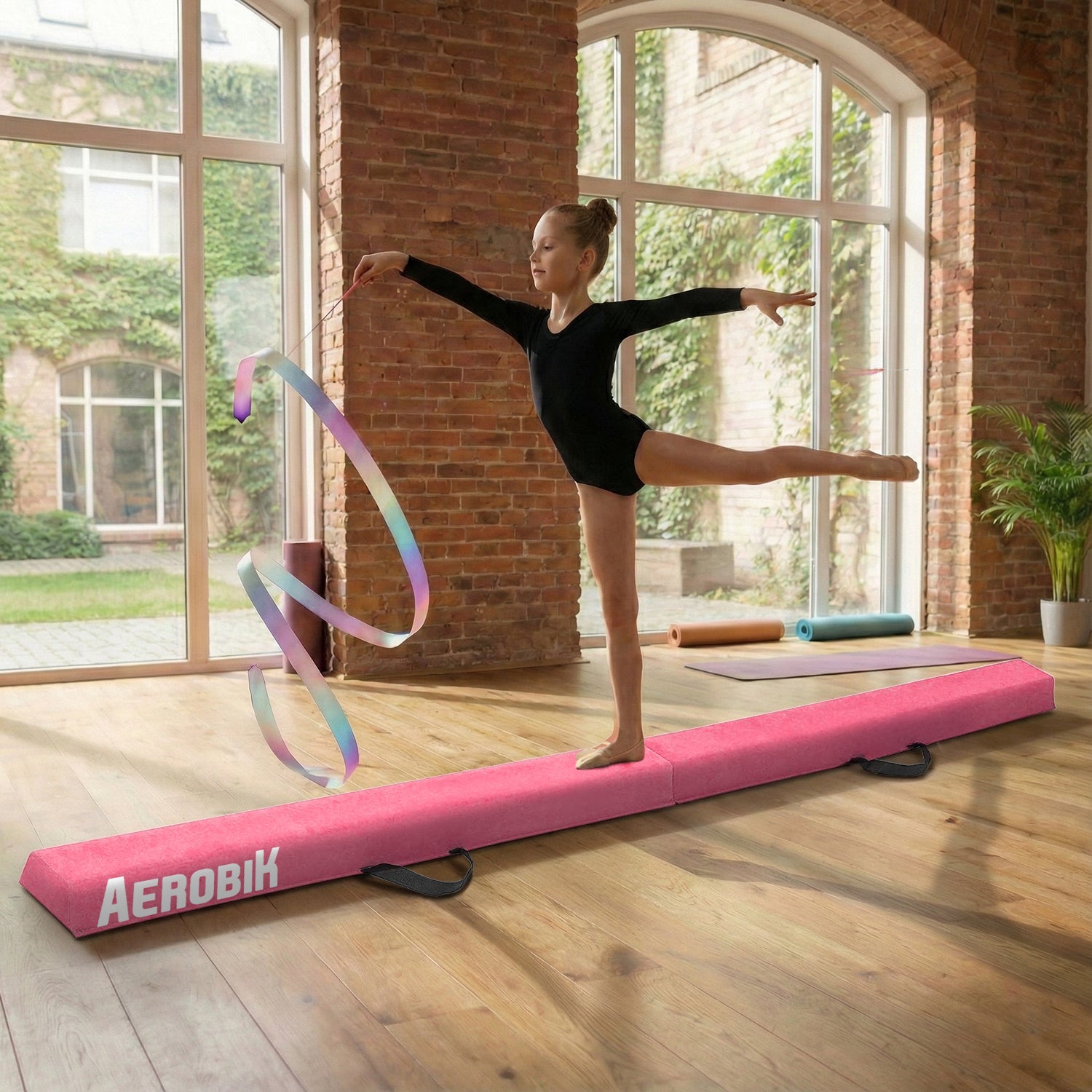 Zusammenklappbarer Gymnastikbalken für Kinder Aerobik® – Rosa