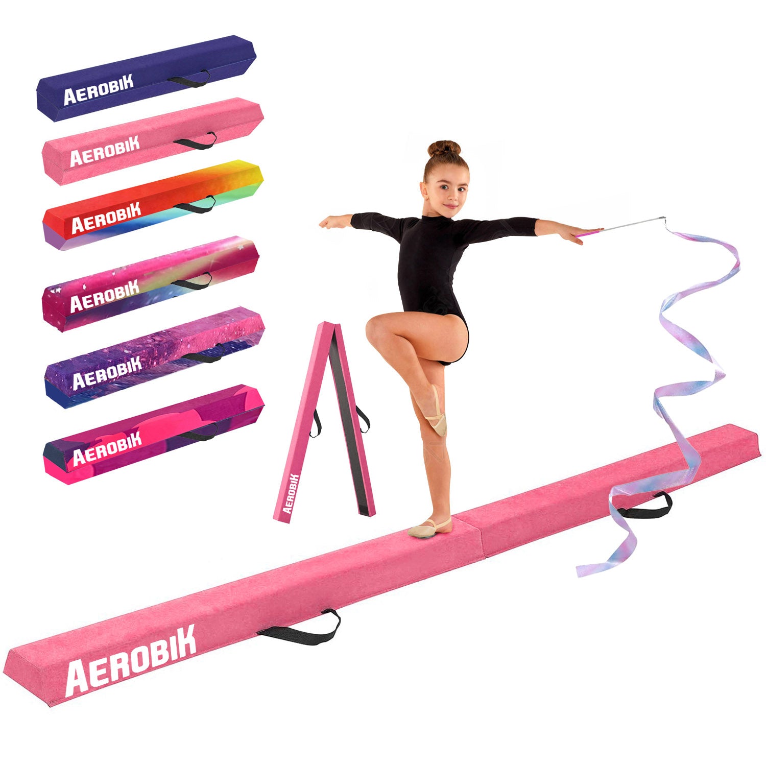 Zusammenklappbarer Gymnastikbalken für Kinder Aerobik® – Rosa