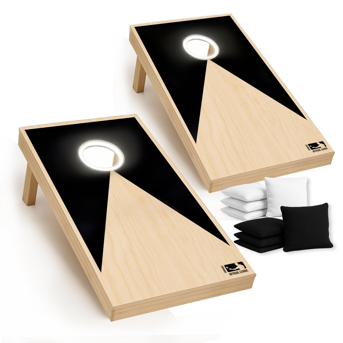 Jeu de Cornhole en Bois Lumineux avec LEDs - Plateaux de Lancer Nocturnes 90 x 60 cm