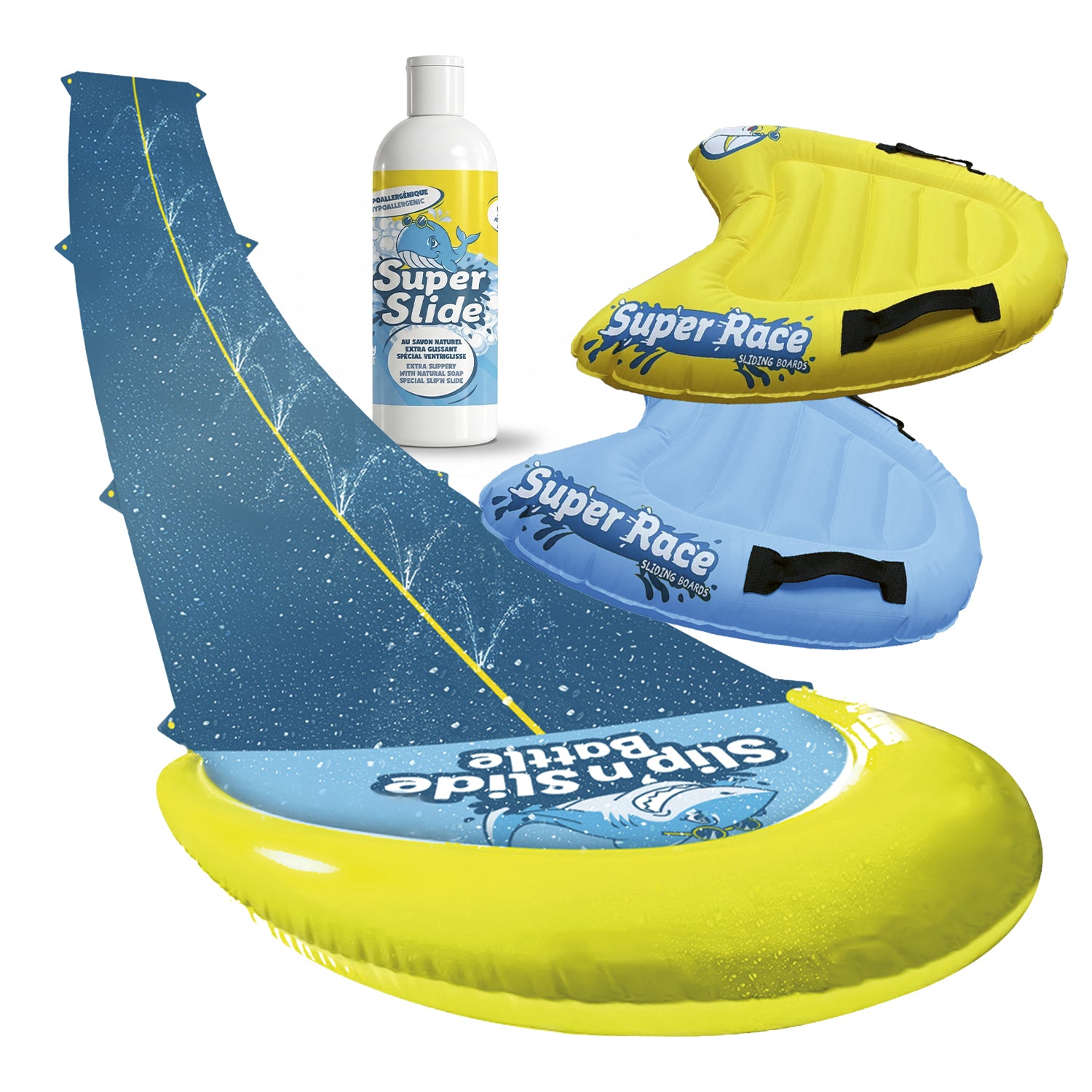 Ventriglisse Battle 10 mètres + 2 Bodyboards + Savon Naturel 1 litre – Pack Complet