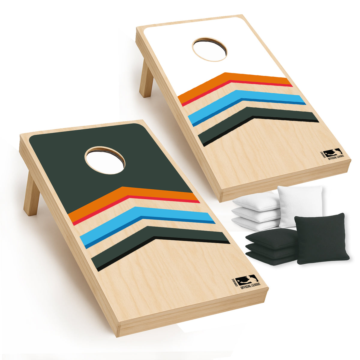 Jeu de Cornhole en Bois Mix Multi-Couleurs - 2 Plateaux 90 x 60 cm & 8 Sacs de Lancer