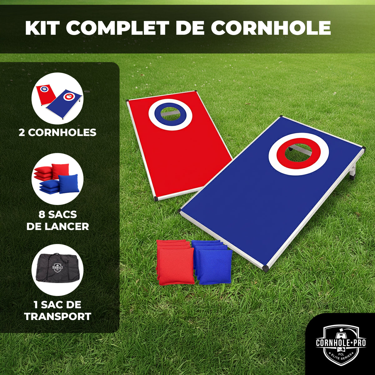 Jeu de Cornhole en Aluminium Target - Plateaux Légers Cible Extérieur & Intérieur 90 x 60 cm