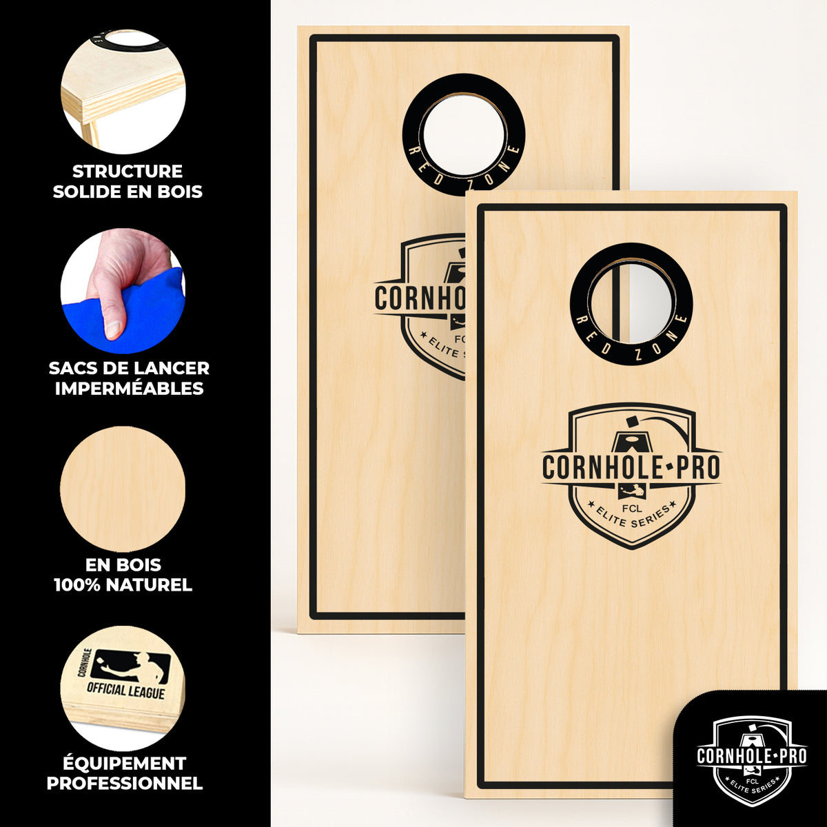 Jeu de Cornhole en Bois Pro - Plateaux Officiels 90 x 60 cm & Finition Sérigraphiée Elite