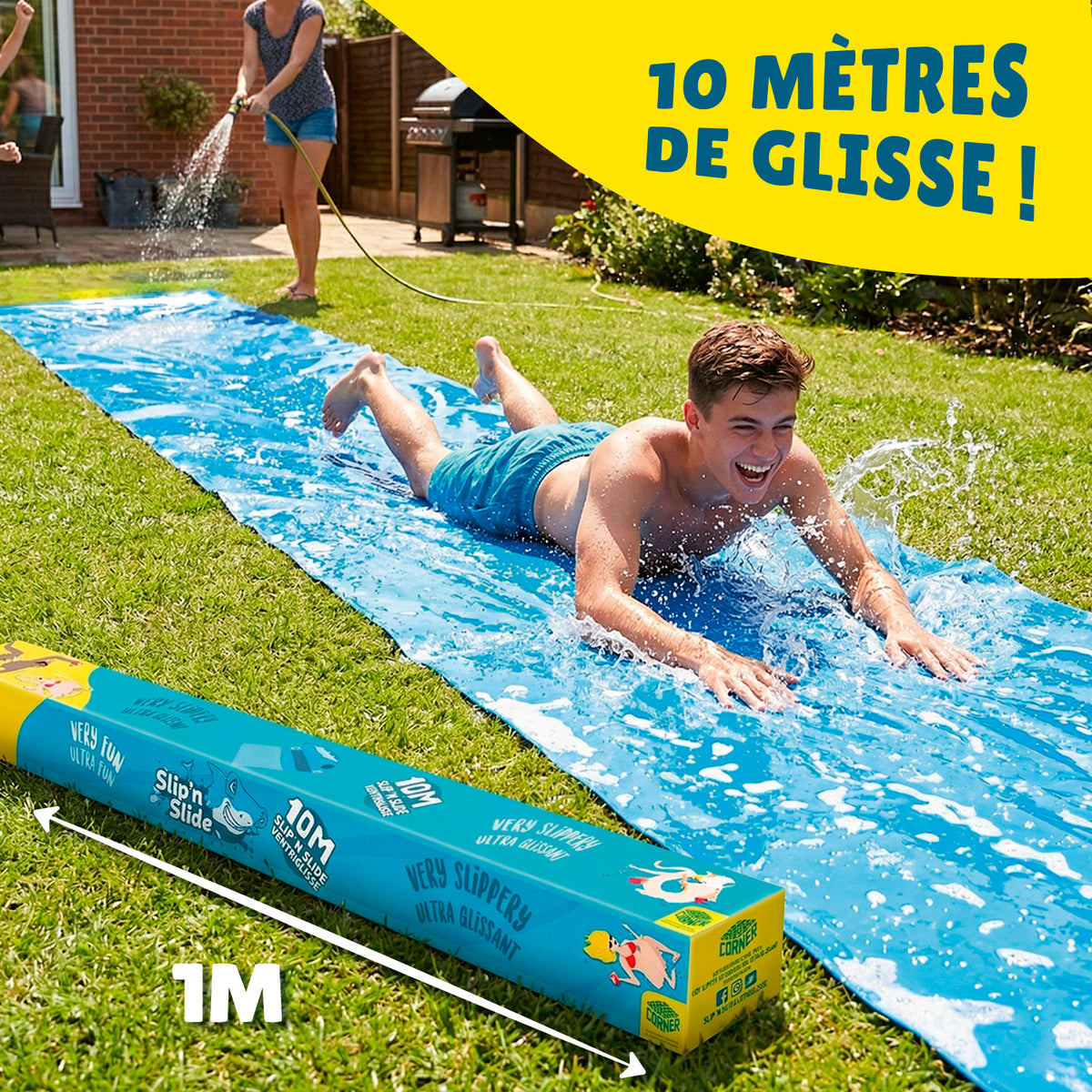 Tapis Ventriglisse 10 Mètres - Piste de Glisse d'Eau Géante pour Jardin & Soirées d'Été