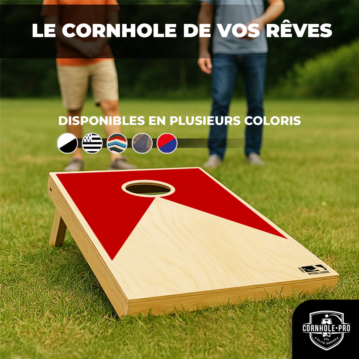 Jeu de Cornhole en Bois Rouge & Bleu - Plateau d'Adresse Extérieur & Intérieur 90 x 60 cm