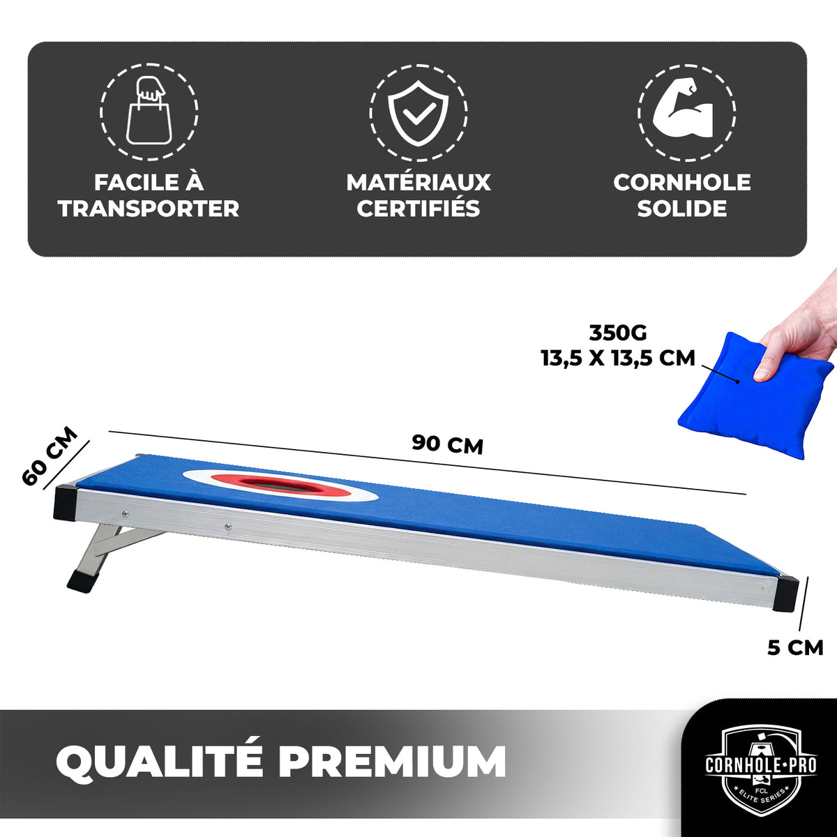 Jeu de Cornhole en Aluminium Target - Plateaux Légers Cible Extérieur & Intérieur 90 x 60 cm
