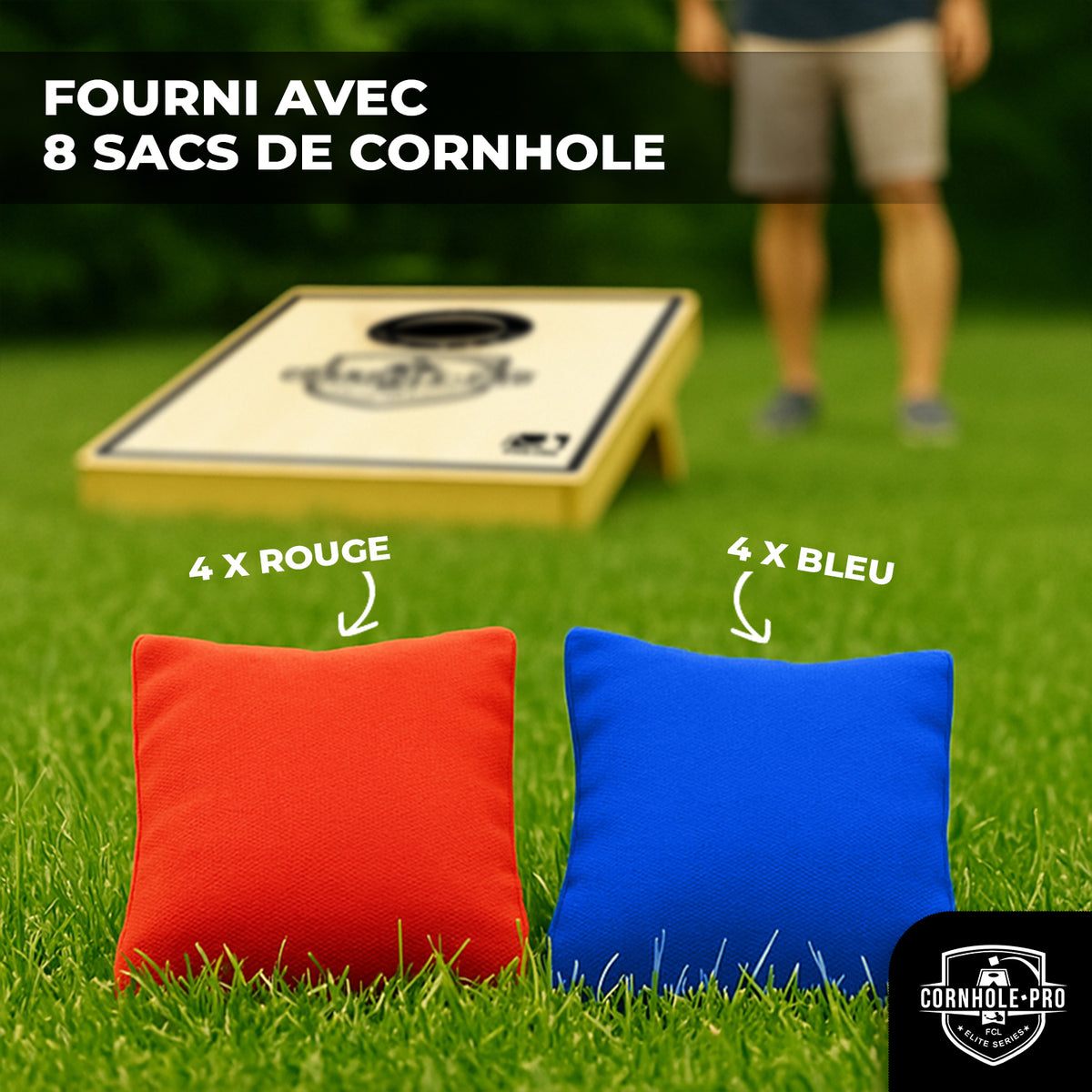 Jeu de Cornhole en Bois Pro - Plateaux Officiels 90 x 60 cm & Finition Sérigraphiée Elite