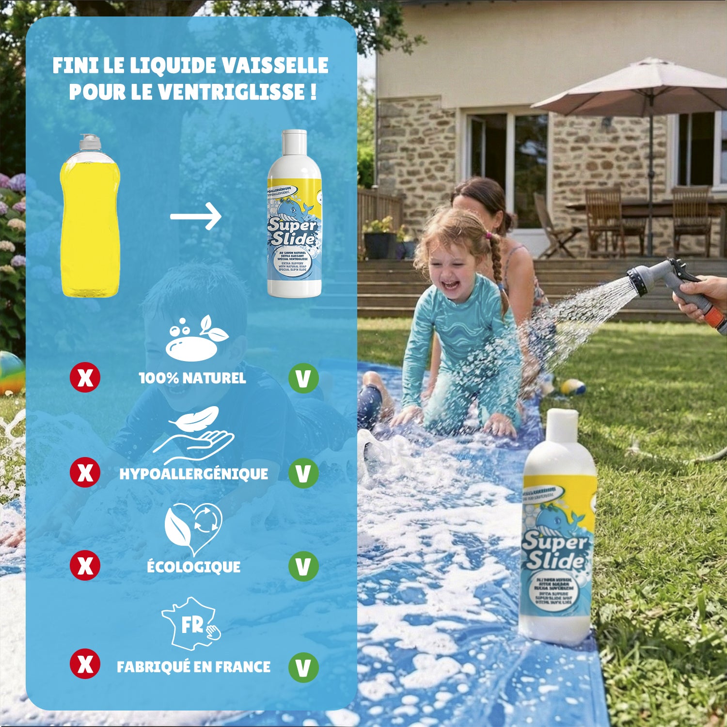 Ventriglisse Battle 10 mètres + 2 Bodyboards + Savon Naturel 1 litre – Pack Complet