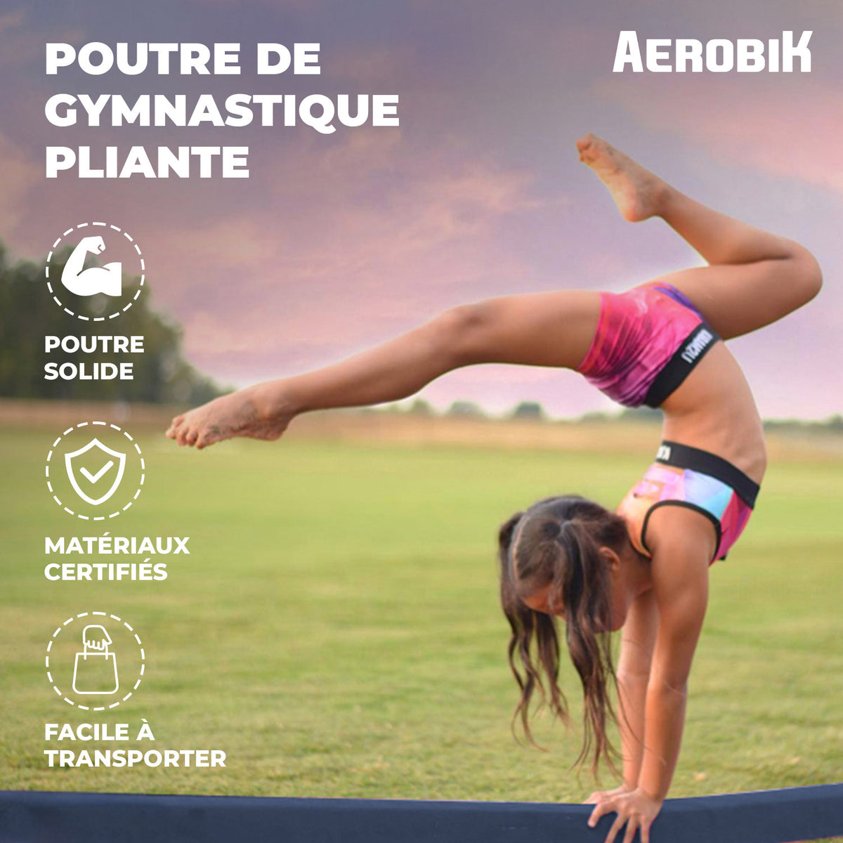 Poutre de Gymnastique Pliable Enfant Aerobik® Bleu Roi - Mousse Haute Densité 240 cm