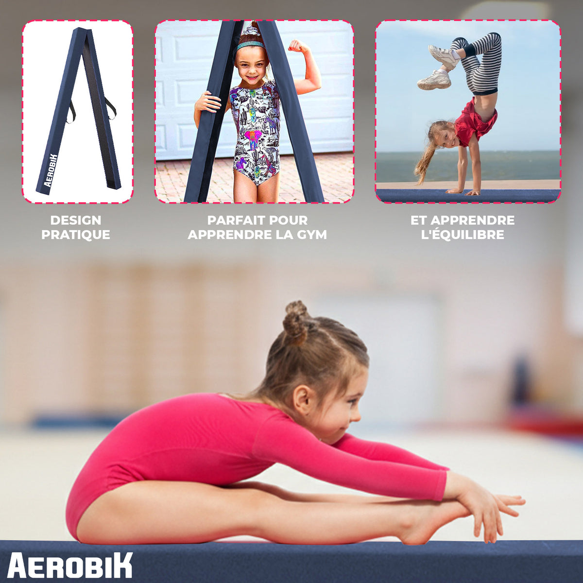 Poutre de Gymnastique Pliable Enfant Aerobik® Bleu Roi - Mousse Haute Densité 240 cm