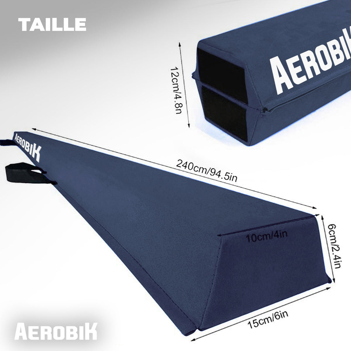 Poutre de Gymnastique Pliable Enfant Aerobik® Bleu Roi - Mousse Haute Densité 240 cm
