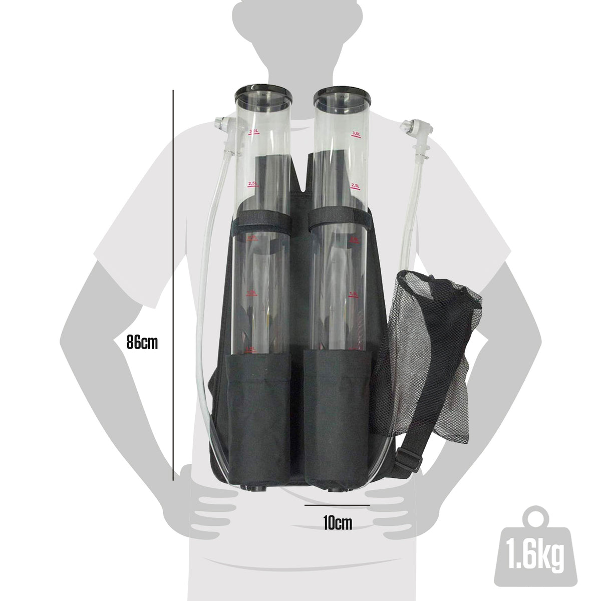 Girafe à Bière Sac à Dos Jet Pack - Distributeur Mobile Double Réservoir 2 x 3 L (6 Litres)