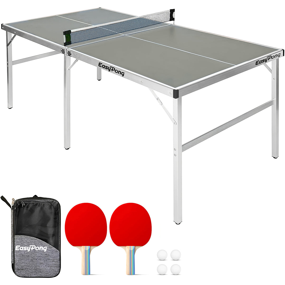 Table de Ping-Pong Pliable EasyPong® Gris - Format Pliant 182 x 91 cm Design Moderne
