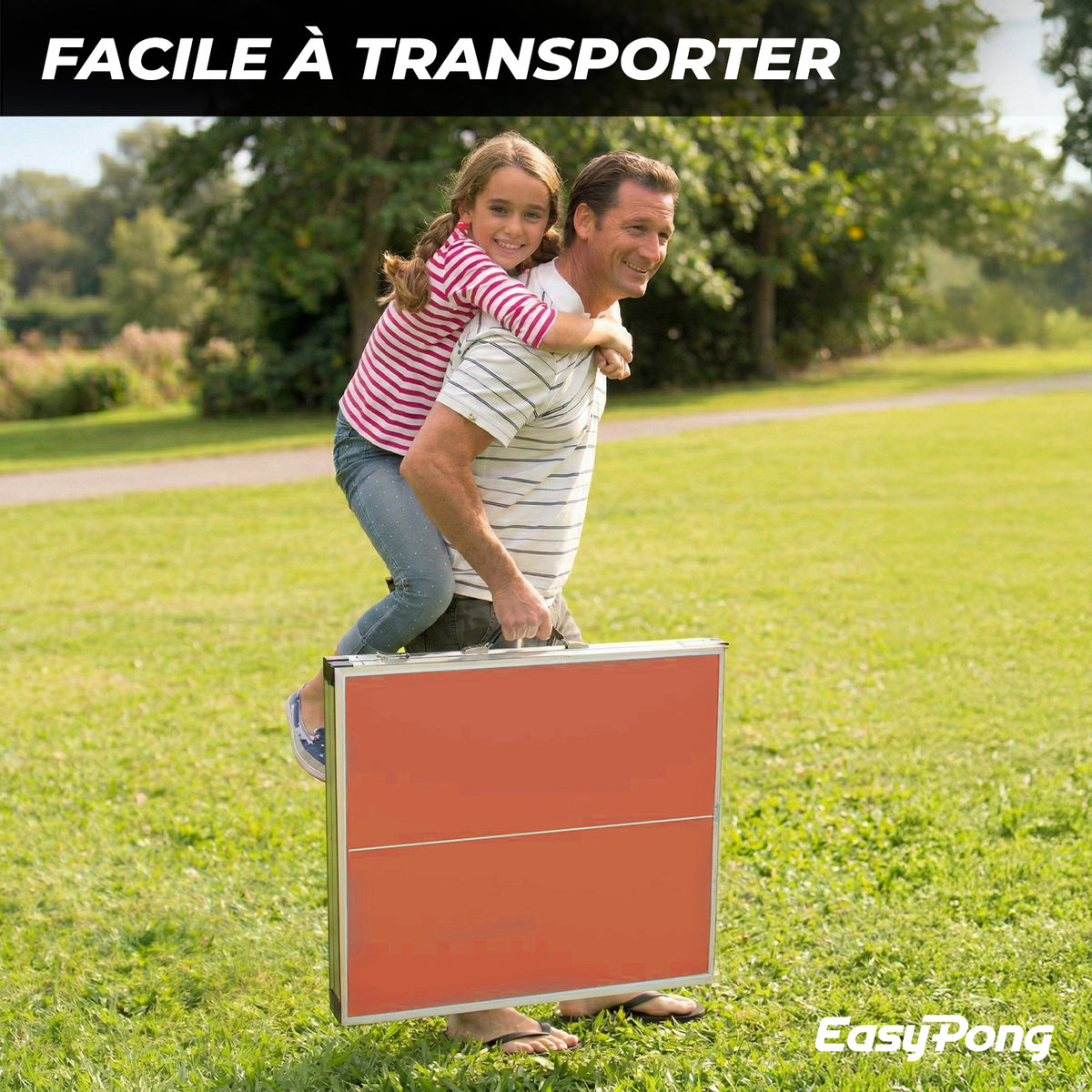 Table de Ping-Pong Pliable EasyPong® Rouge - Format Compact 182 x 91 cm avec Raquettes & Balles