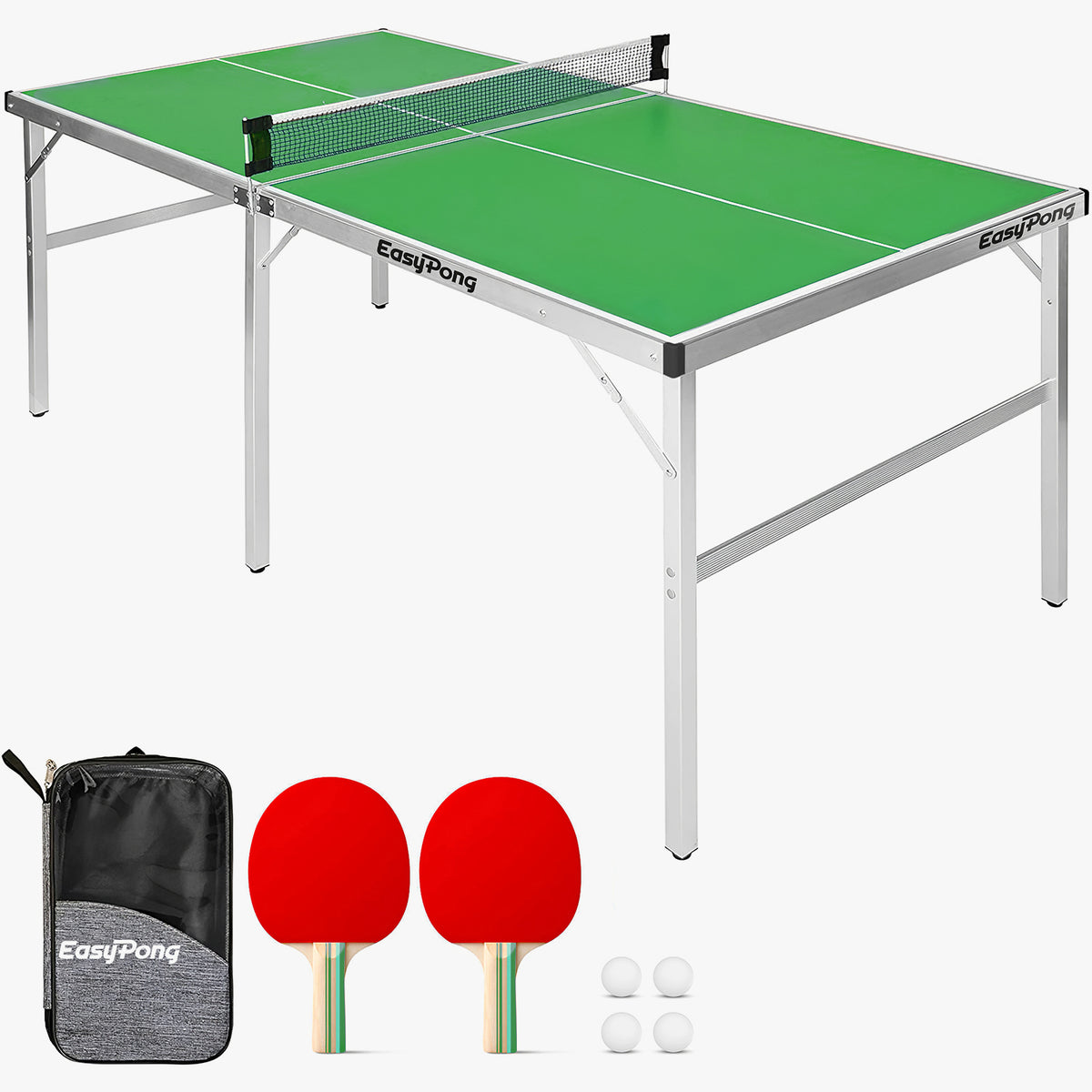 Table de Ping-Pong Pliable EasyPong® Vert - Format Compact 182 x 91 cm Style Terrain