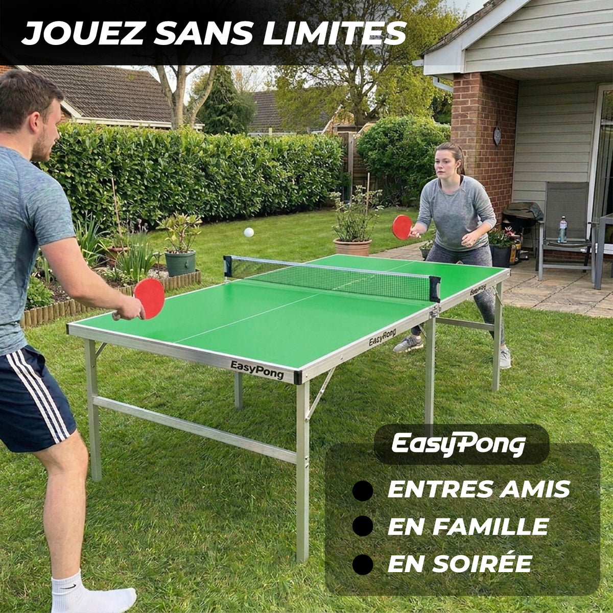 Table de Ping-Pong Pliable EasyPong® Vert - Format Compact 182 x 91 cm Style Terrain