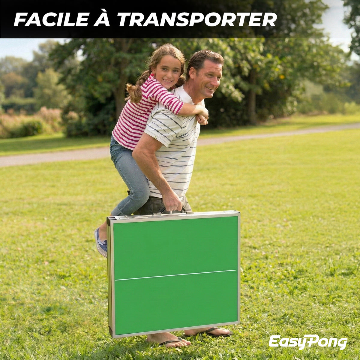 Table de Ping-Pong Pliable EasyPong® Vert - Format Compact 182 x 91 cm Style Terrain