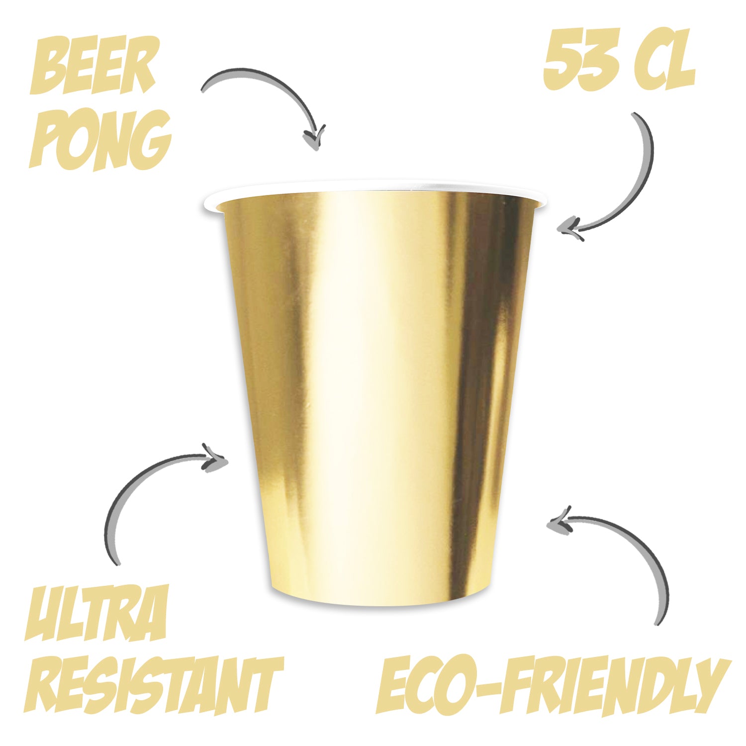 20 Paper Cups Dorés 53cl