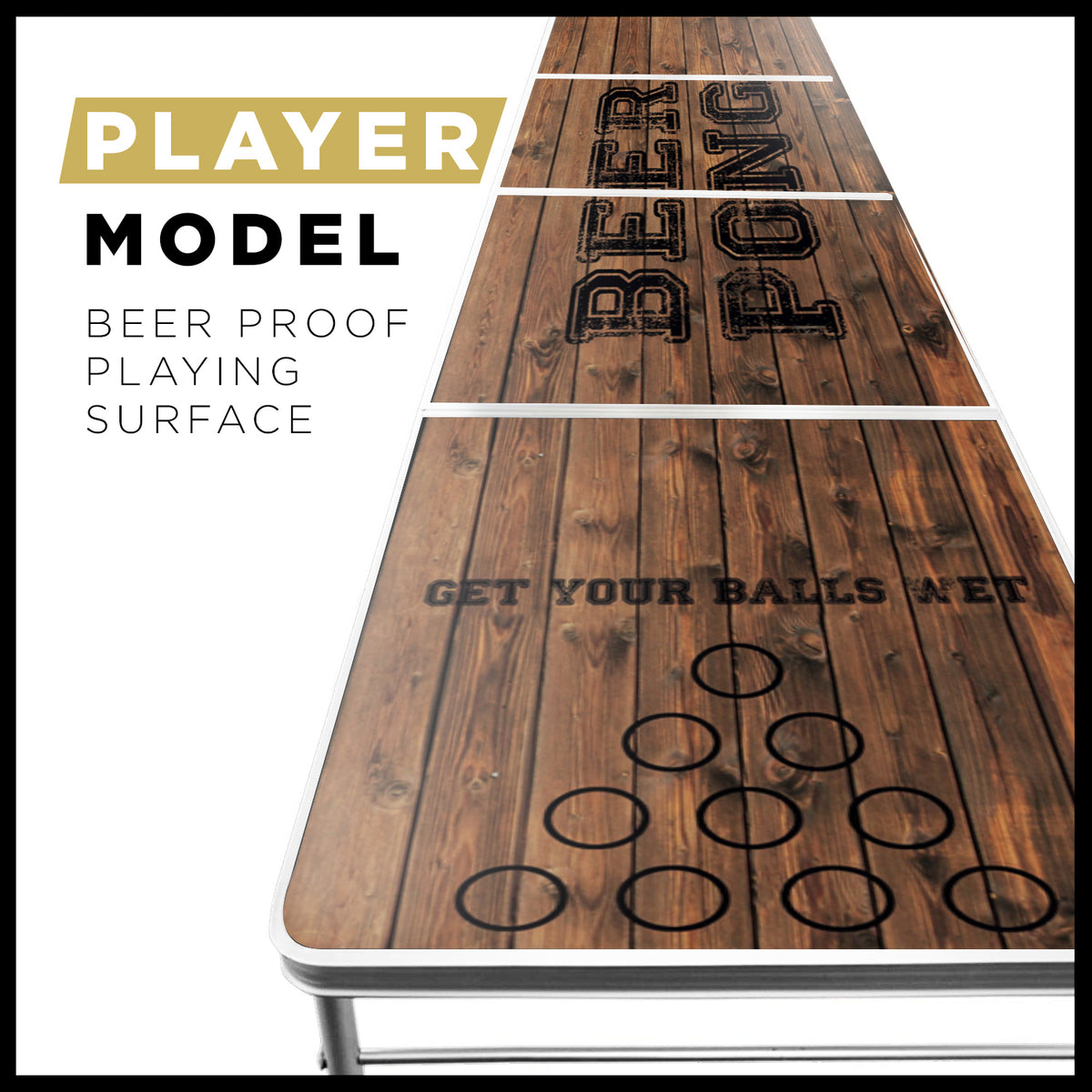 Table de Beer Pong Old School Motif Bois Vintage - Format Officiel Pliable en 4 avec Poignée