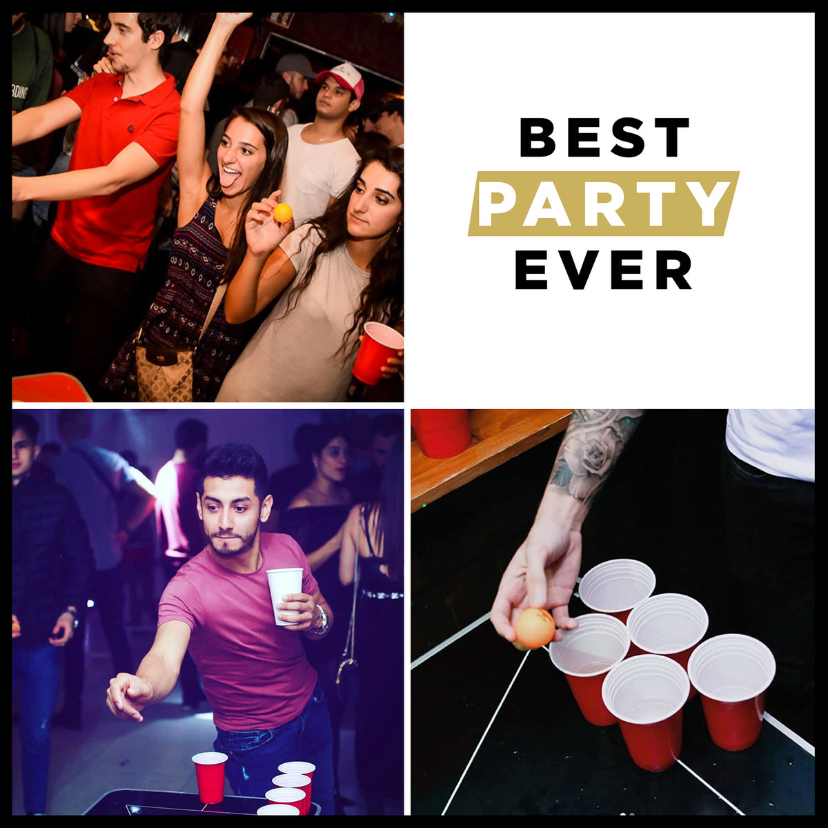 Table de Beer Pong Old School Motif Bois Vintage - Format Officiel Pliable en 4 avec Poignée