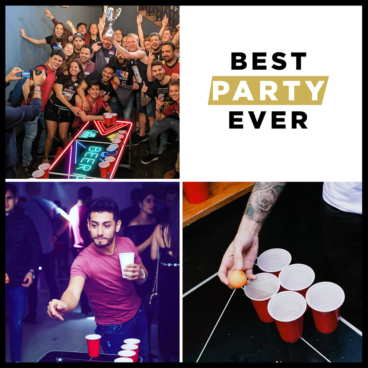 Table de Beer Pong Lumineuse SpotlightHoles avec Trous Anti-Renversement & Néons LED