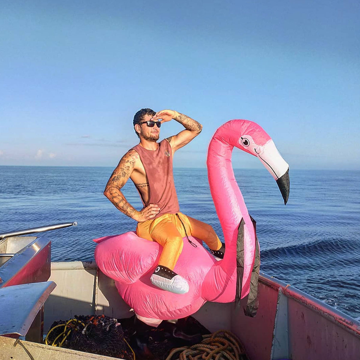 Déguisement Gonflable Flamant Rose Adulte - Costume Insolite Avec Ventilateur Intégré - Taille 160-190cm