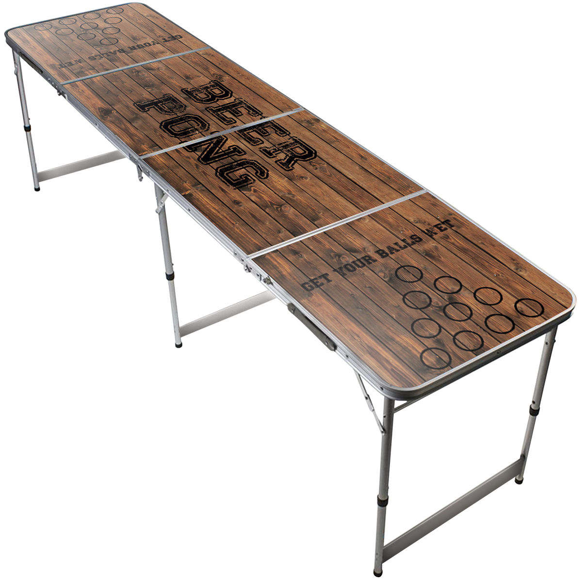 Table de Beer Pong Old School Motif Bois Vintage - Format Officiel Pliable en 4 avec Poignée