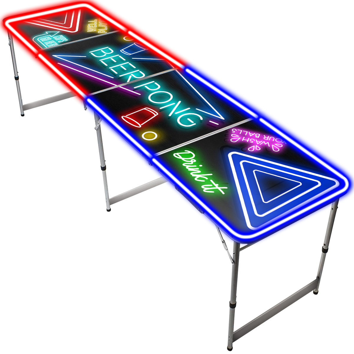 Table de Beer Pong Lumineuse Spotlight avec Néons LED - Format Officiel Pliable en 4