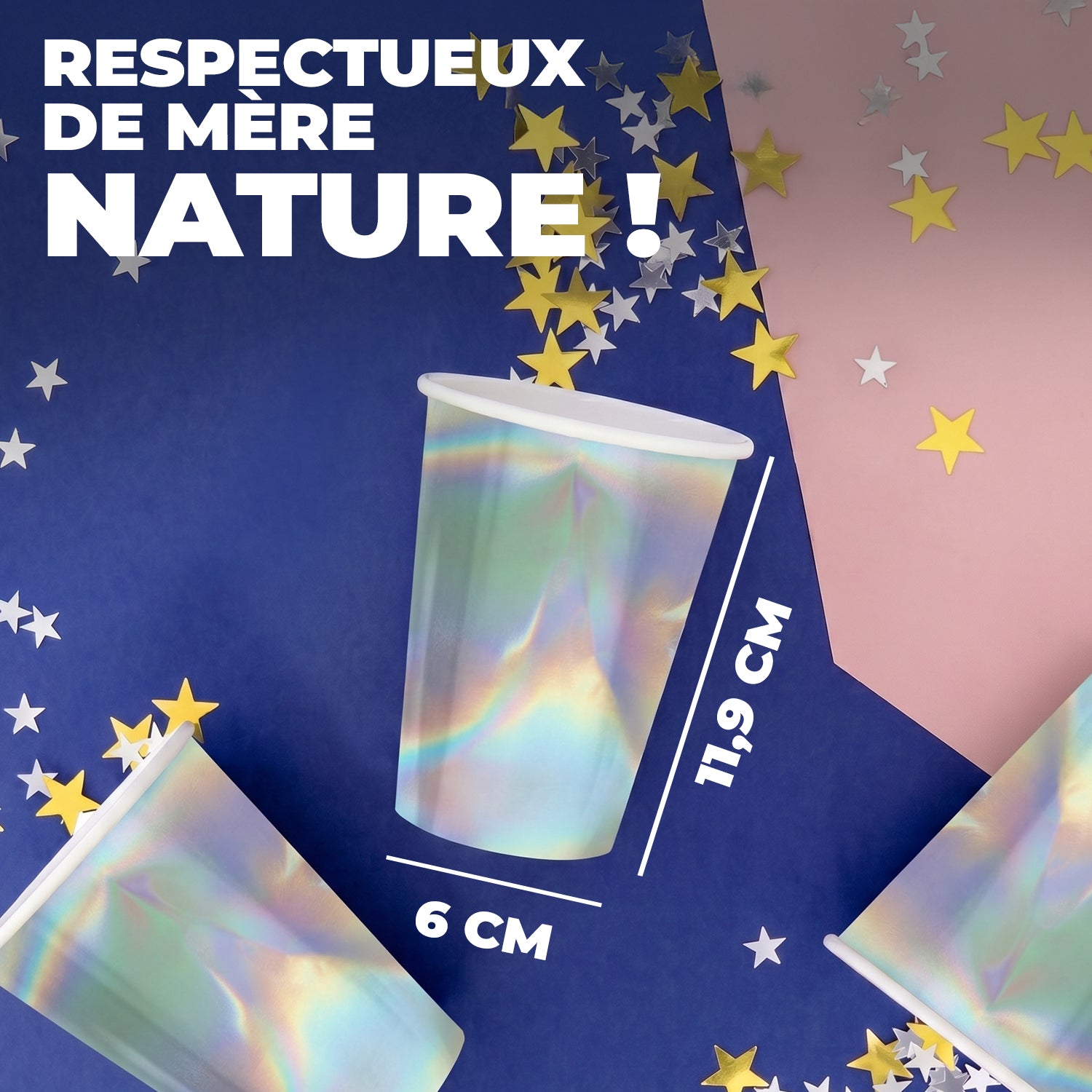 20 Gobelets en Carton Brillants Rainbow 53cl