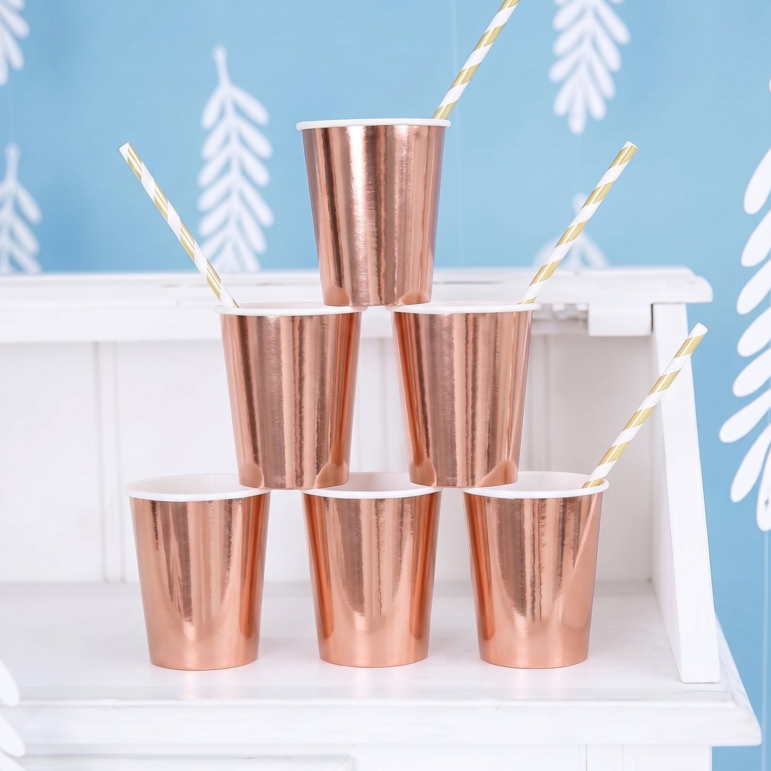 20 Gobelets en Carton Roses Dorés 53 cl