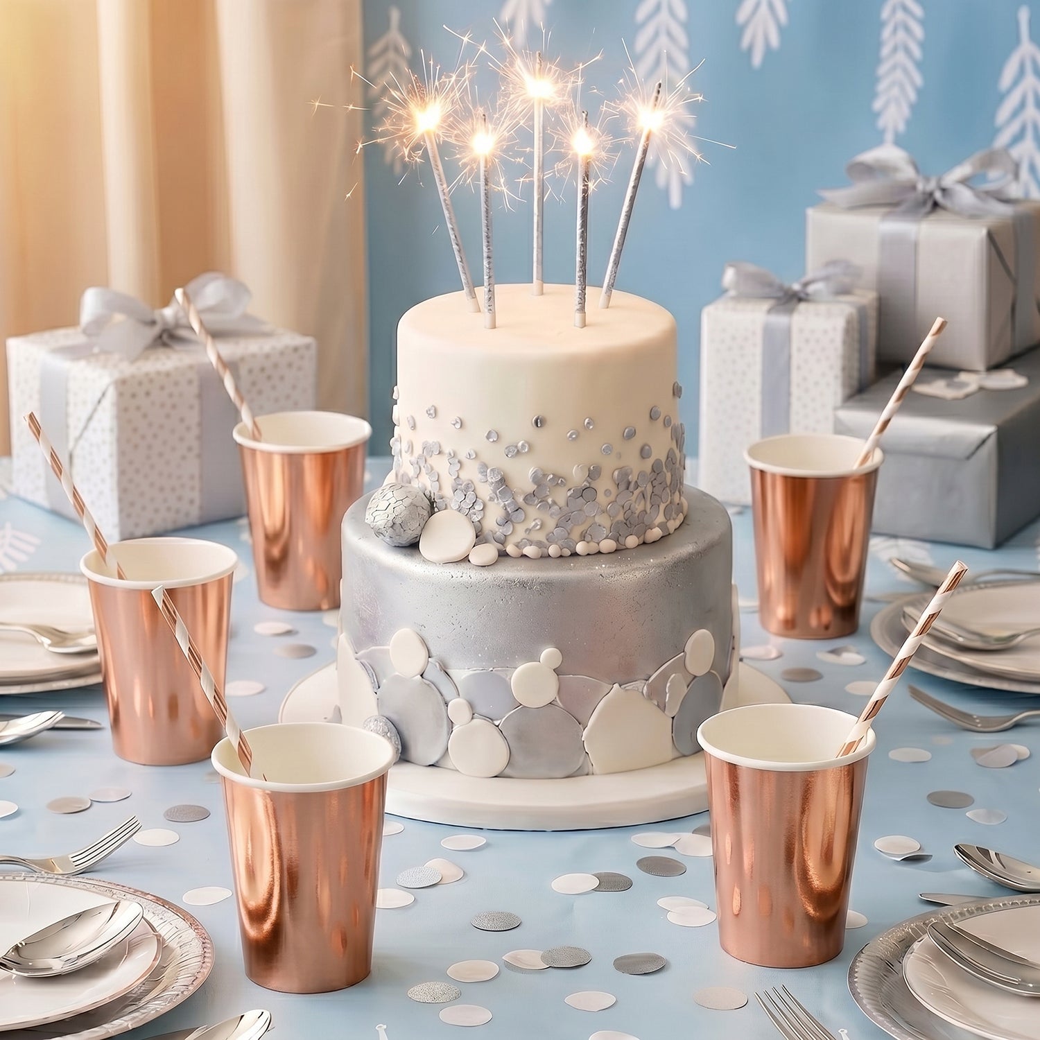 20 Gobelets en Carton Roses Dorés 53 cl