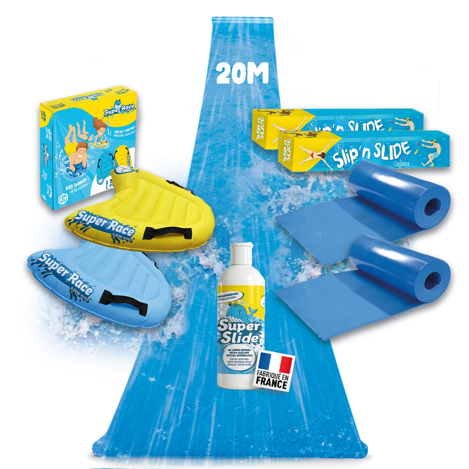 Ventriglisse 20 mètres + 2 Bodyboards + Savon Naturel 1 litre – Pack XXL