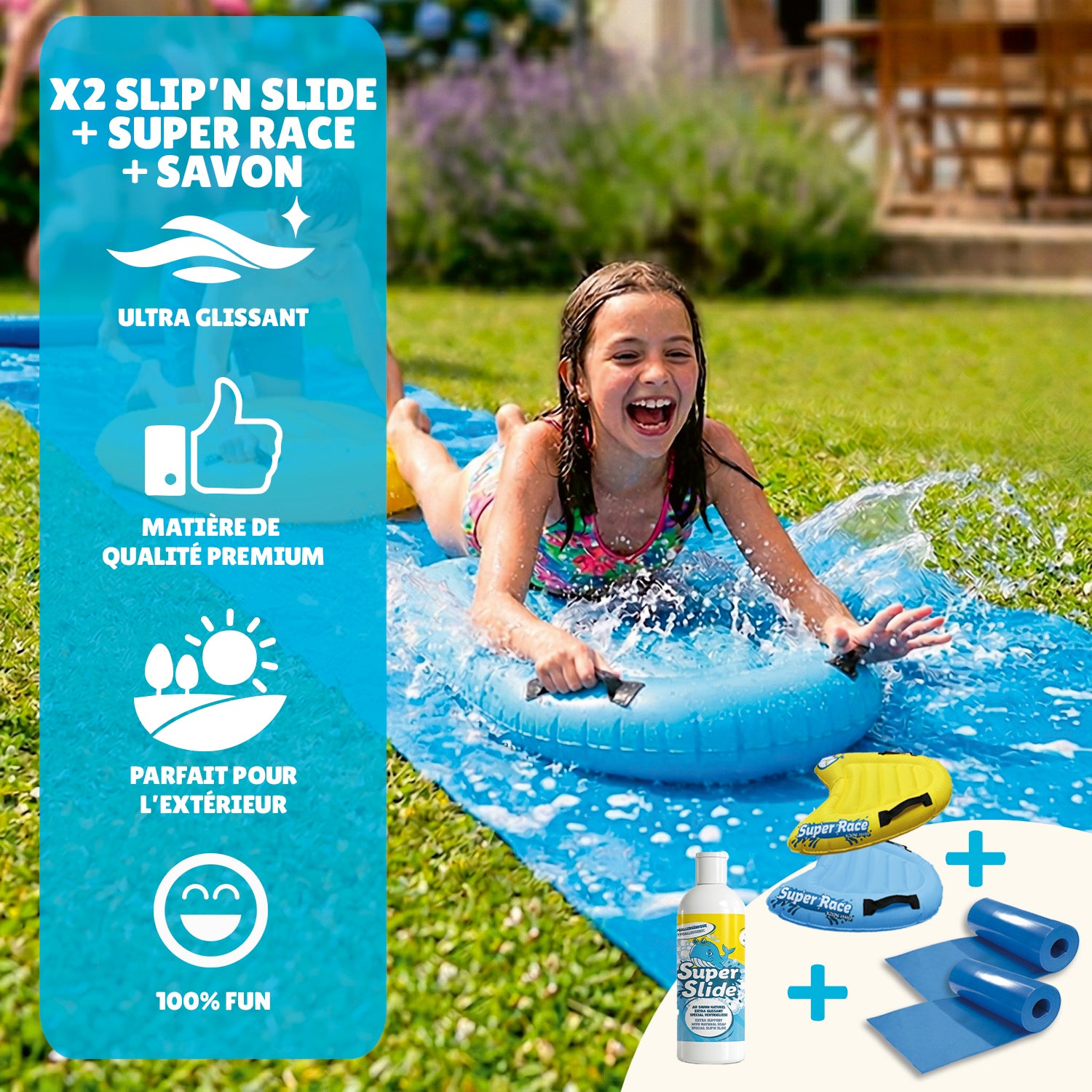 Ventriglisse 20 mètres + 2 Bodyboards + Savon Naturel 1 litre – Pack XXL