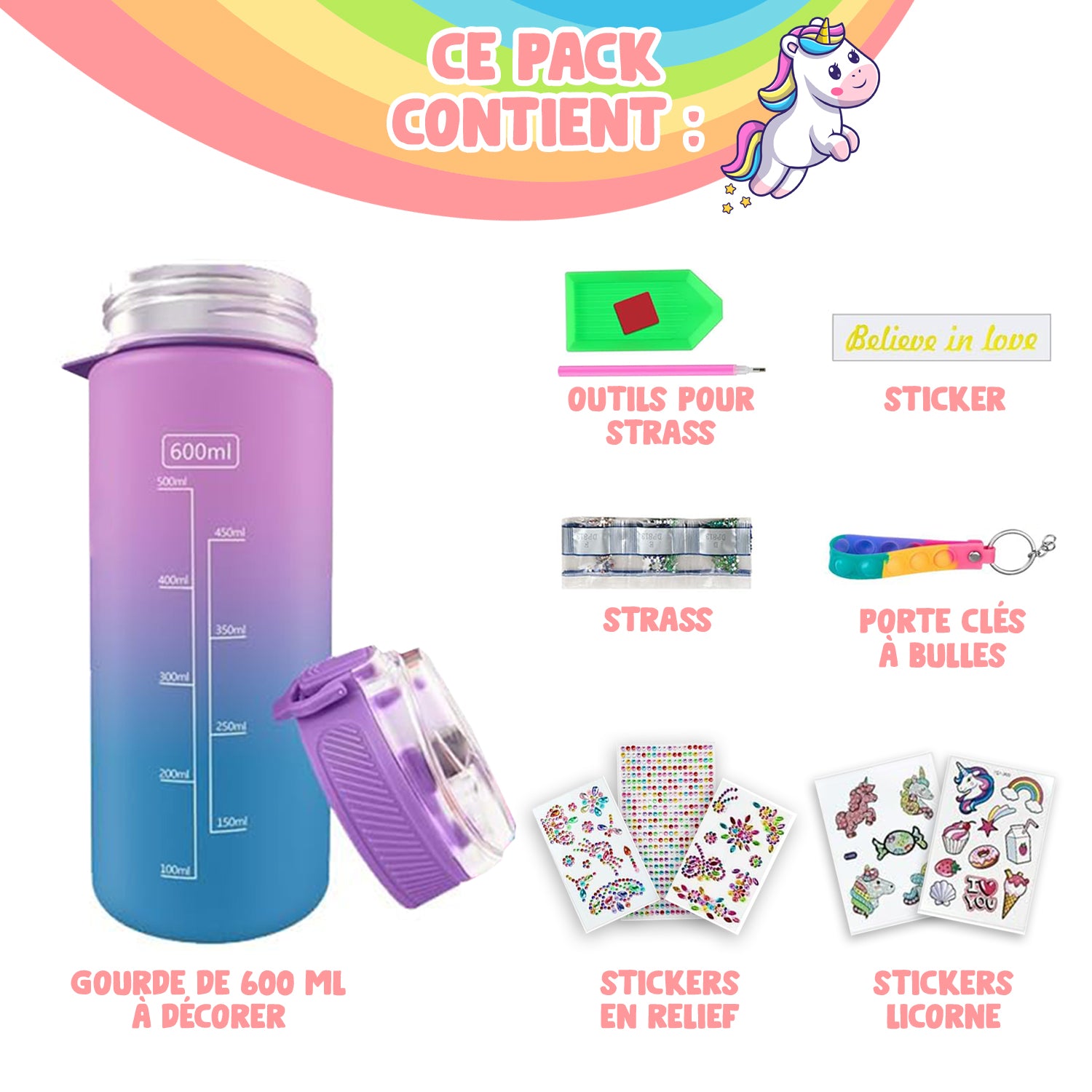 Gourde Personnalisable Licorne