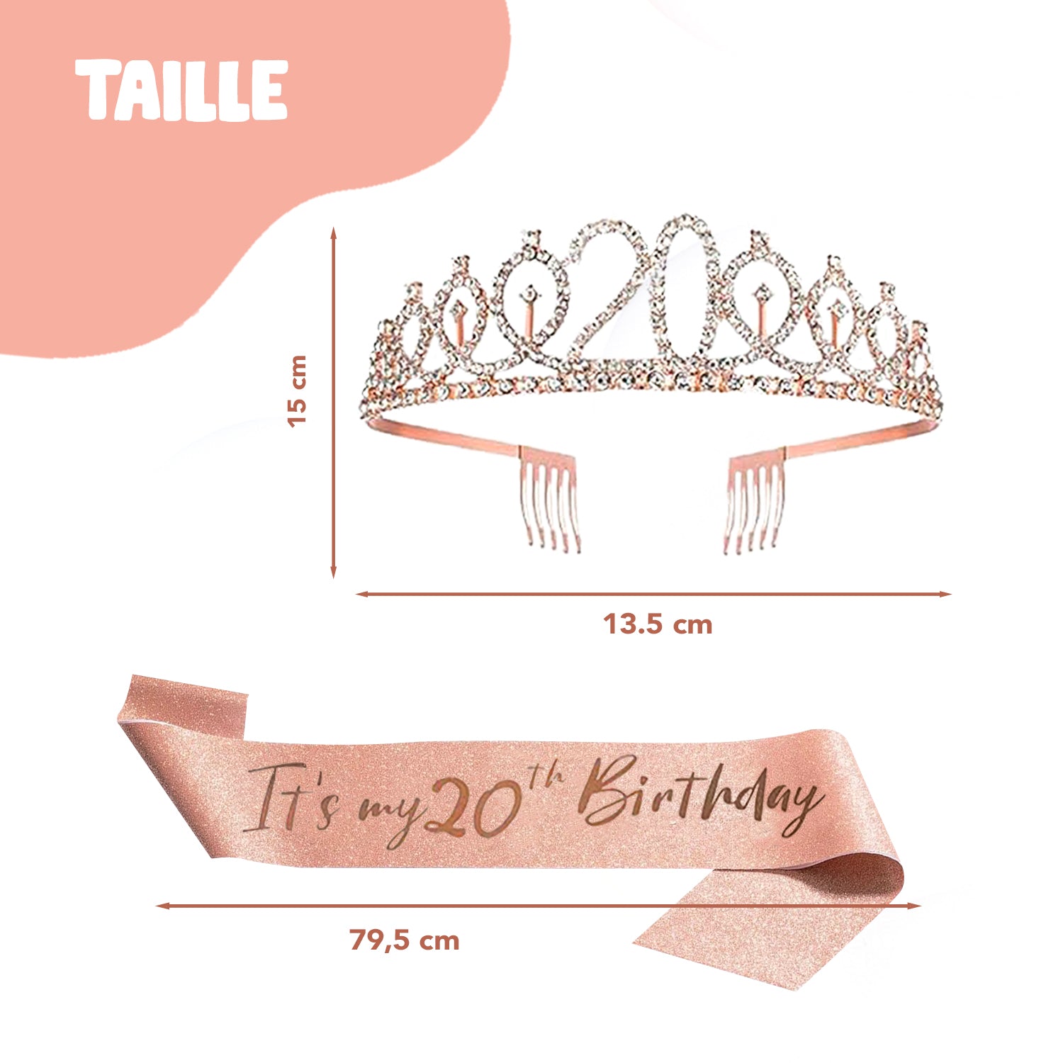 Kit Anniversaire 20 Ans – Écharpe, Diadème, Bougies & Topper