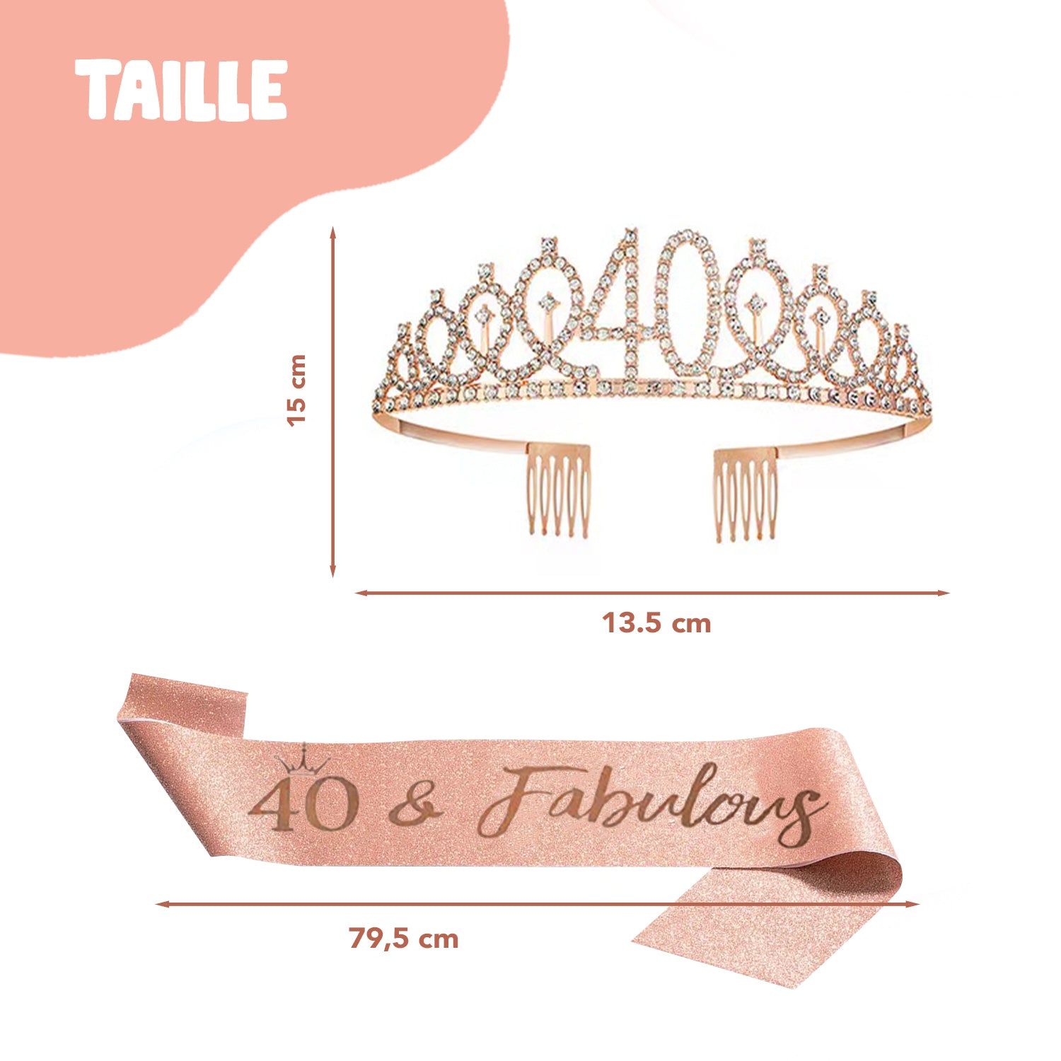 Kit Anniversaire 40 Ans – Écharpe, Diadème, Bougies & Topper