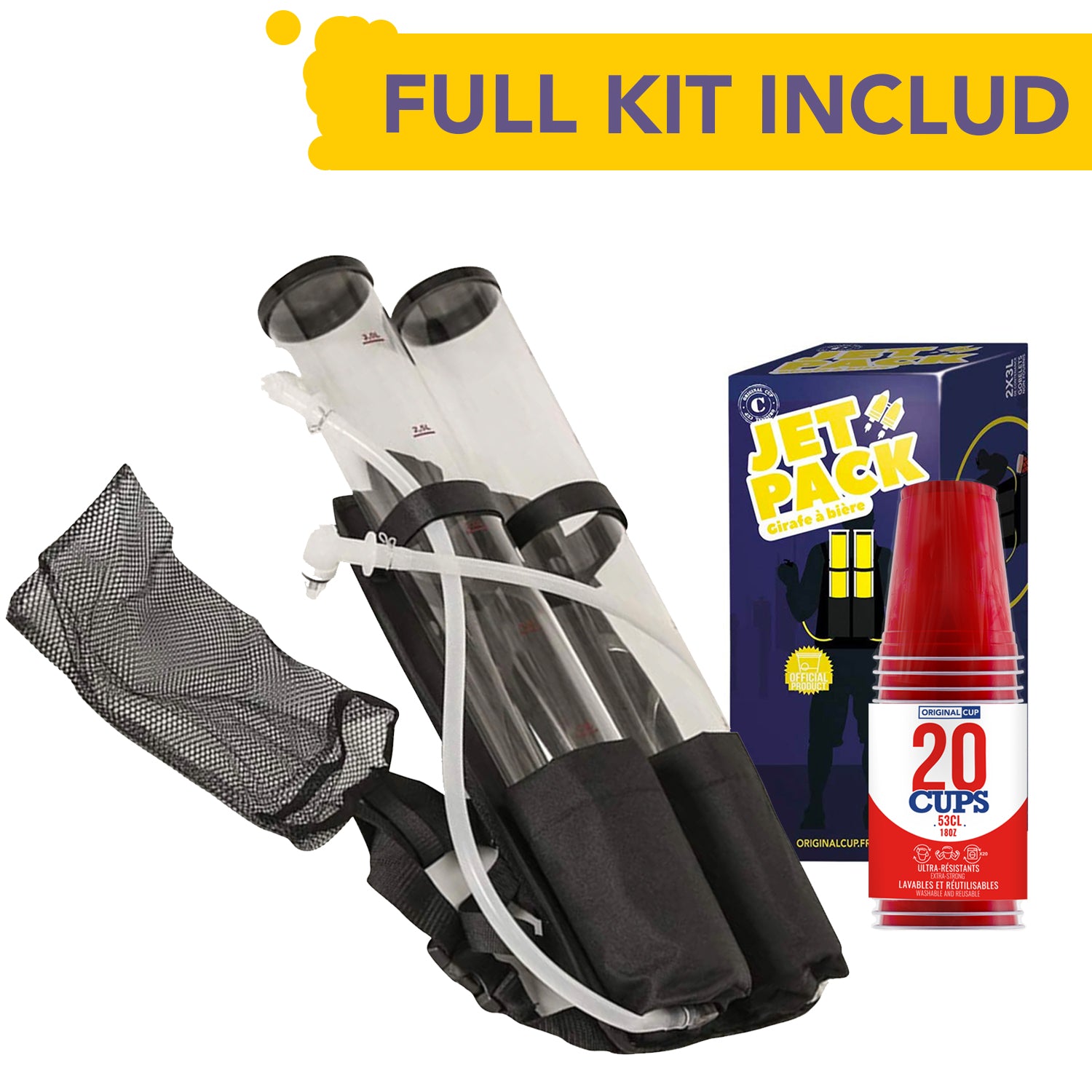 Girafes à Bière Jet Pack 2 x 3 litres + 20 Cups