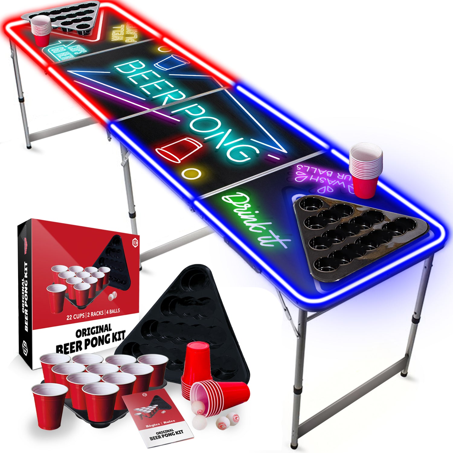 Table Beer Pong Lumineuse Spotlight – Pack Kit Complet