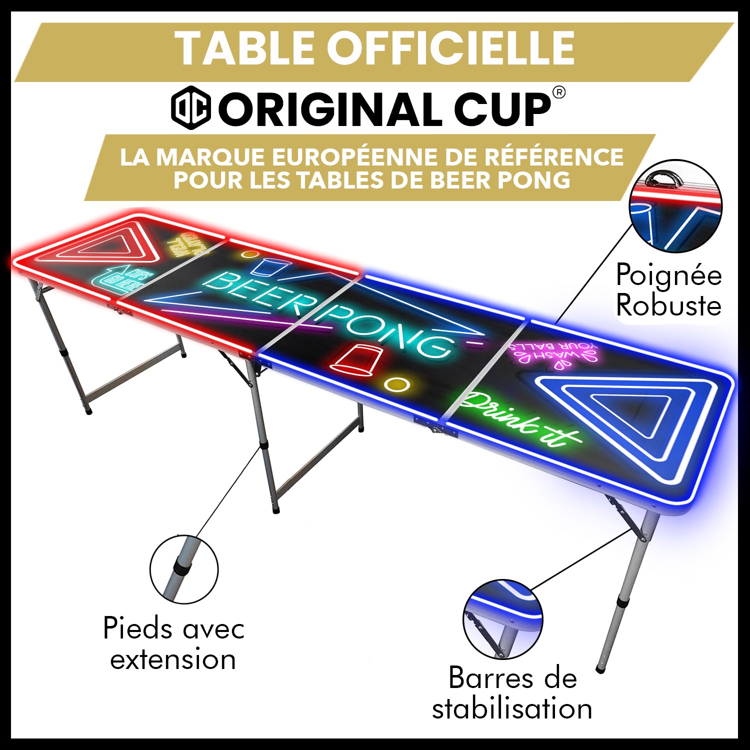 Table Beer Pong Lumineuse Spotlight – Pack Kit Complet