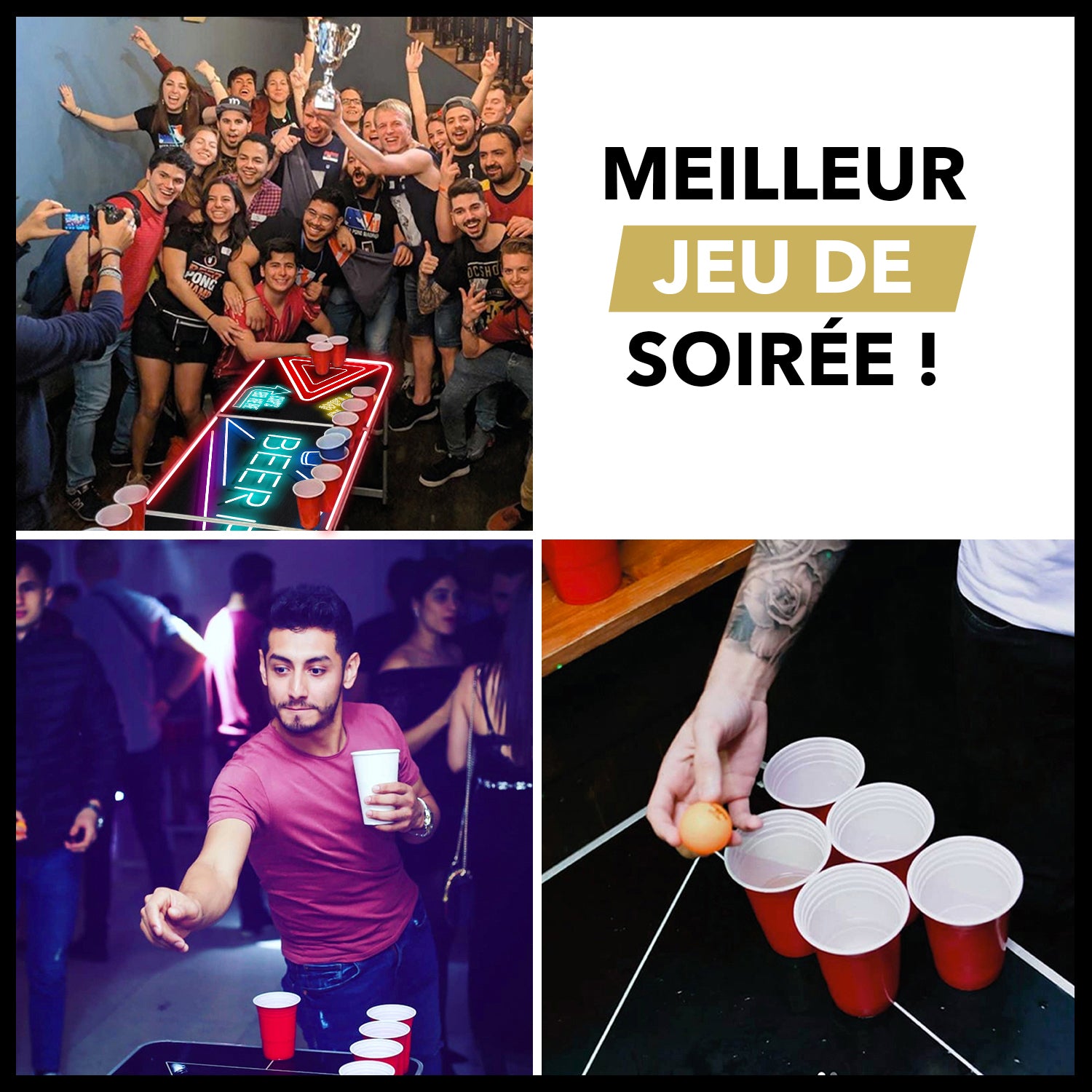 Table Beer Pong Lumineuse Spotlight – Pack Kit Complet