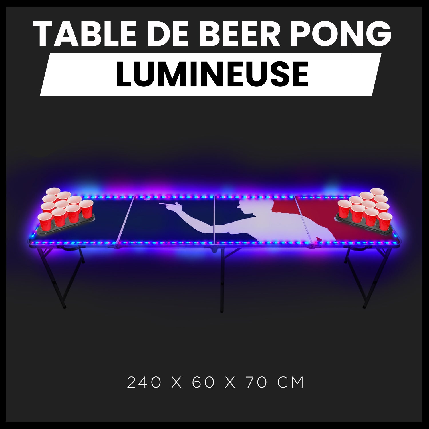 Table Beer Pong Lumineuse Flash – Pack Kit Complet