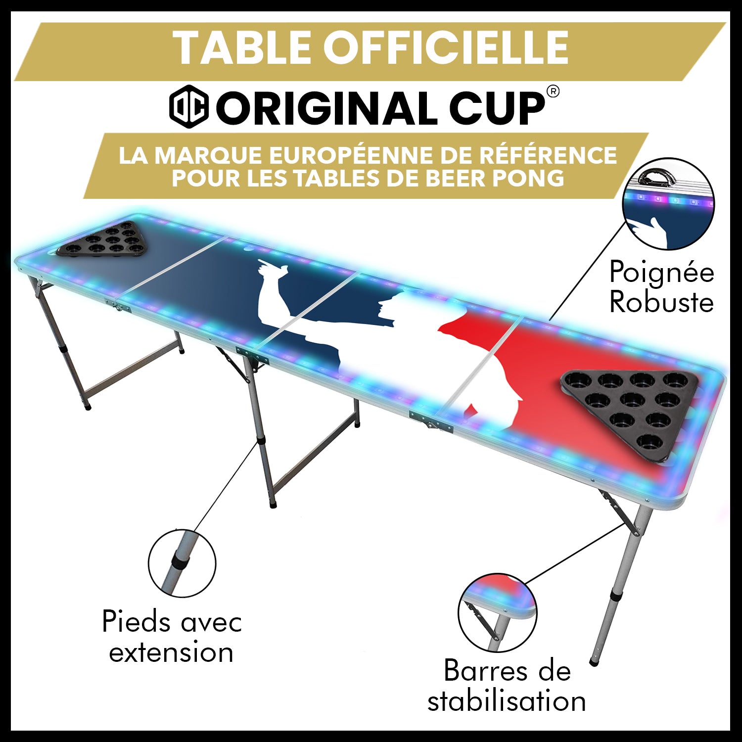 Table Beer Pong Lumineuse Flash – Pack Kit Complet