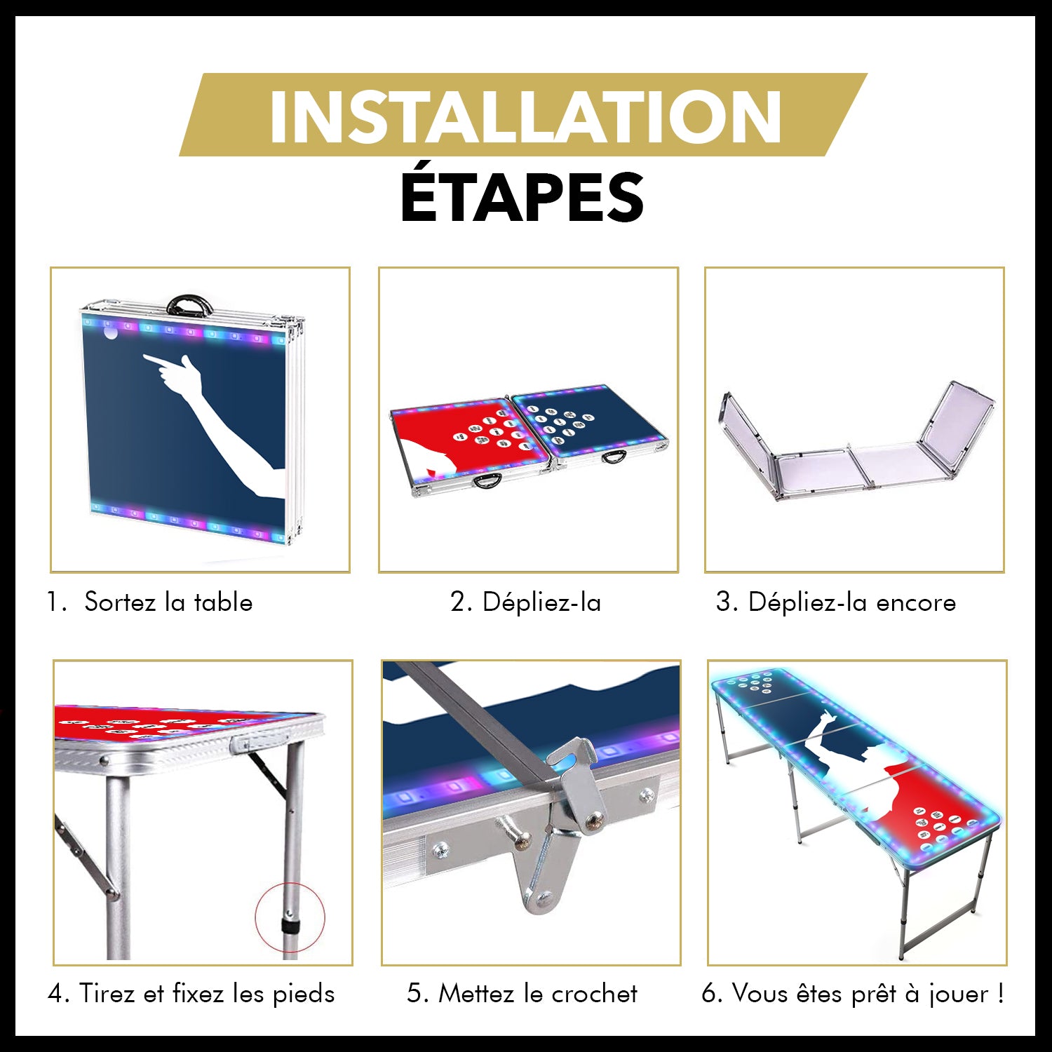 Table Beer Pong Lumineuse Flash – Pack Kit Complet