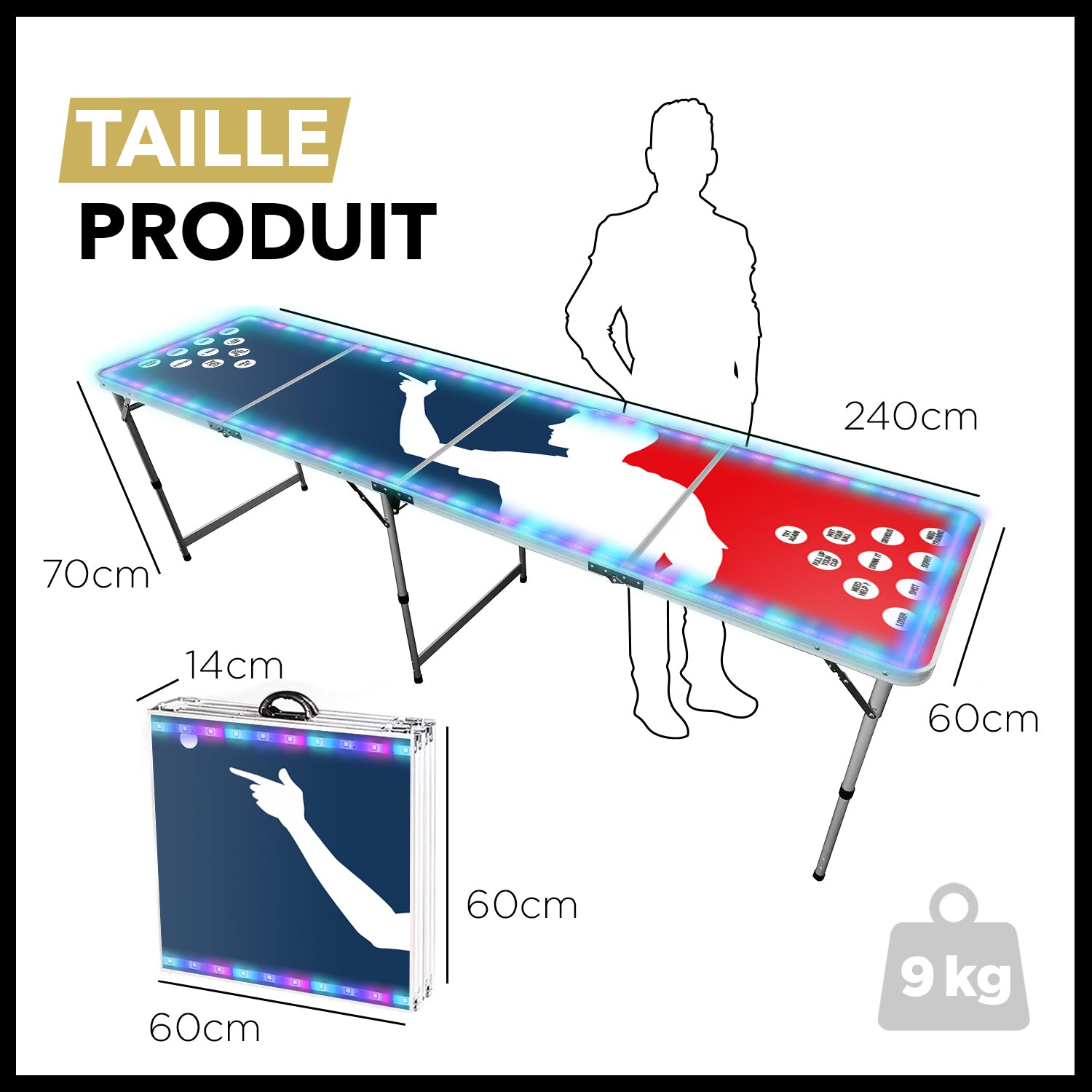 Table Beer Pong Lumineuse Flash – Pack Kit Complet