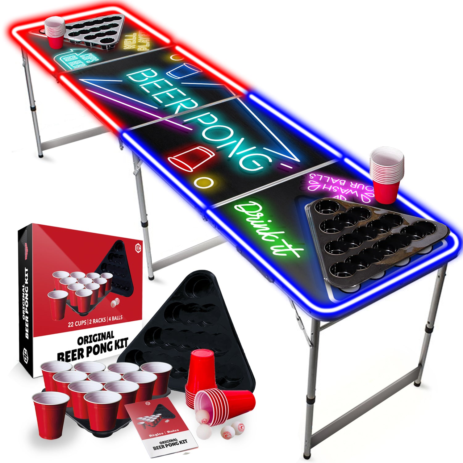 Table Beer Pong Lumineuse SpotlightHoles– Pack Kit Complet
