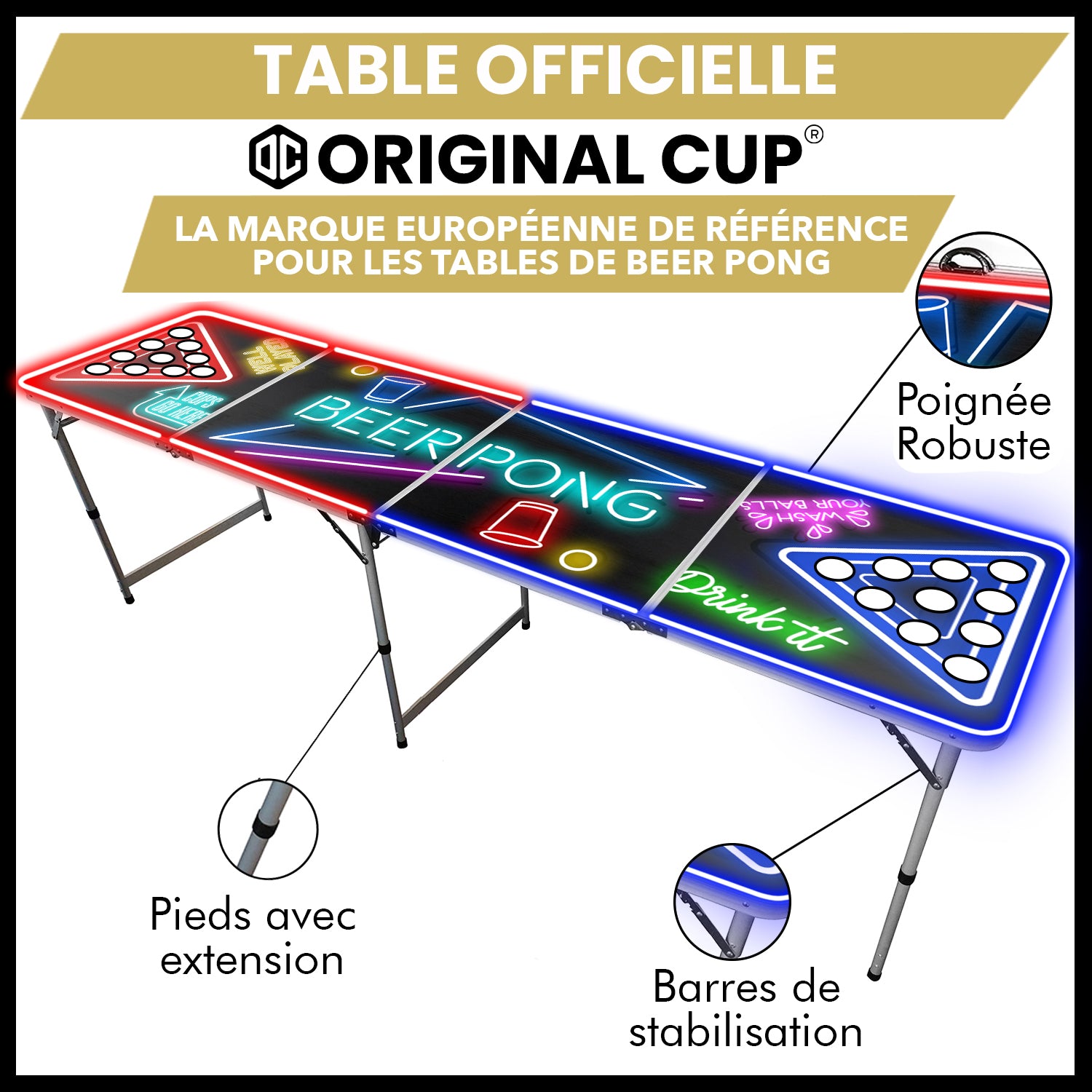 Table Beer Pong Lumineuse SpotlightHoles– Pack Kit Complet