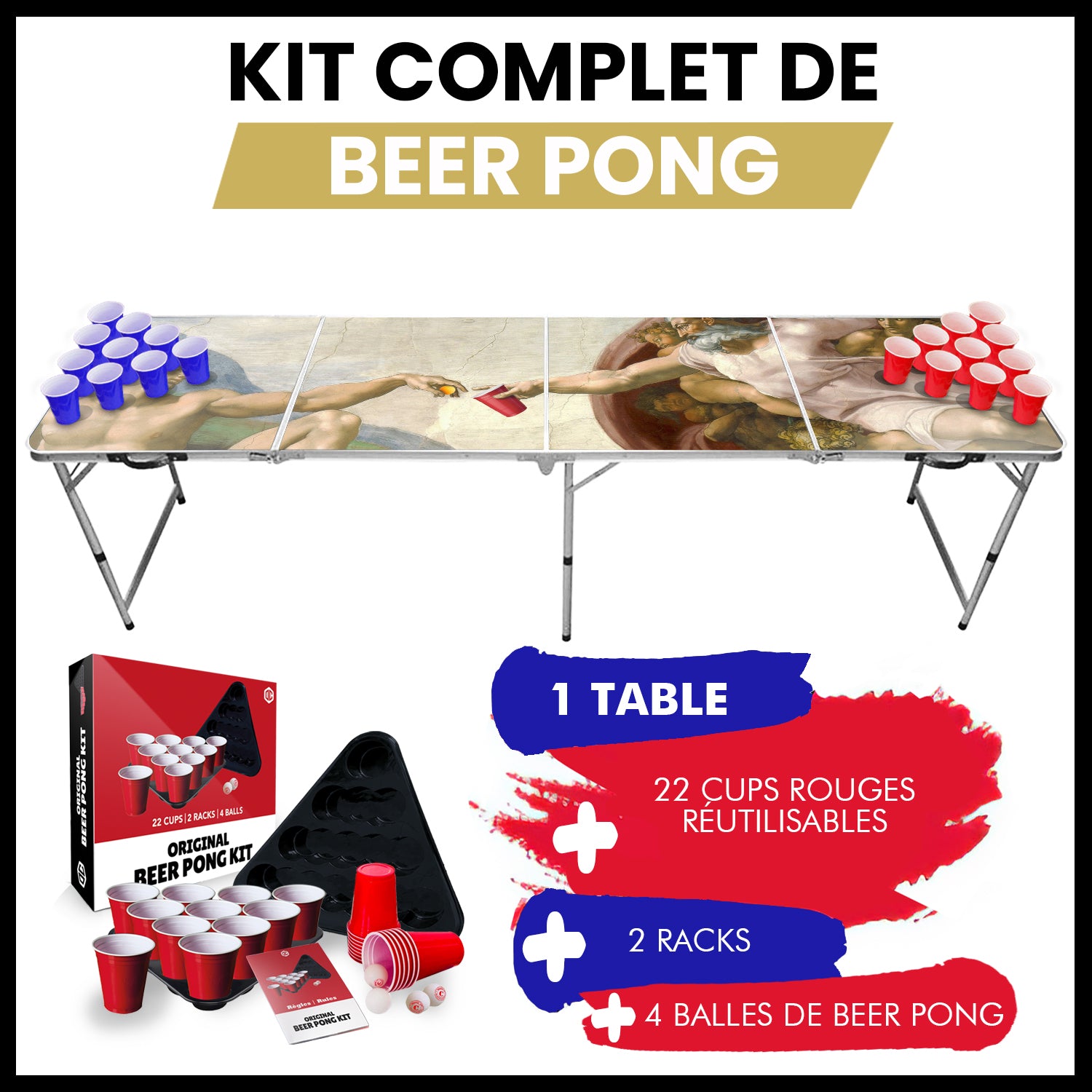 Table Beer Pong God Pong – Pack Kit Complet